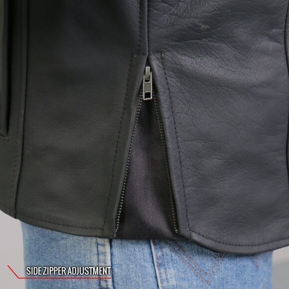 Men's Reflective Skull Leather Biker Jacket - Picture 6 of 9